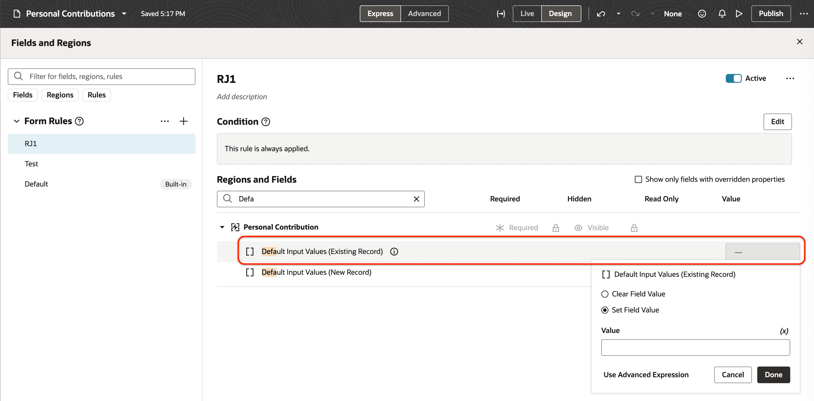 Separate Attributes For Defaulting Input Values