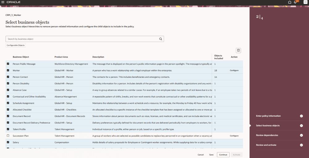 select business objects
