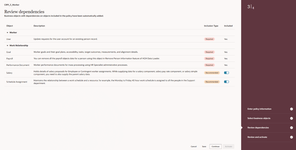 Review dependencies