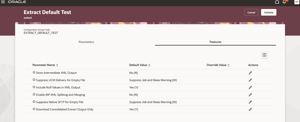 Features tab