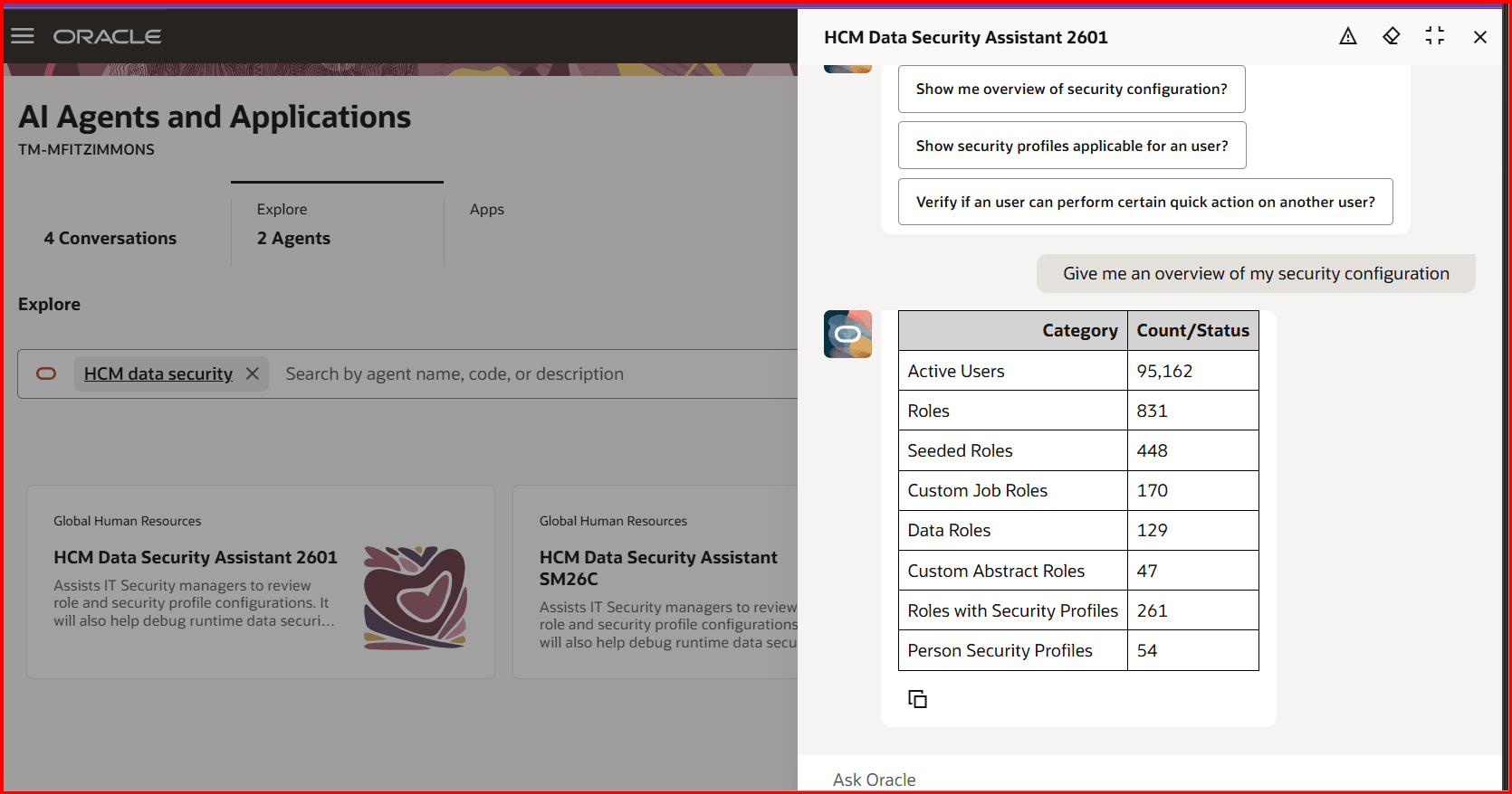AI Assistant identifies the organization’s current data security configuration.