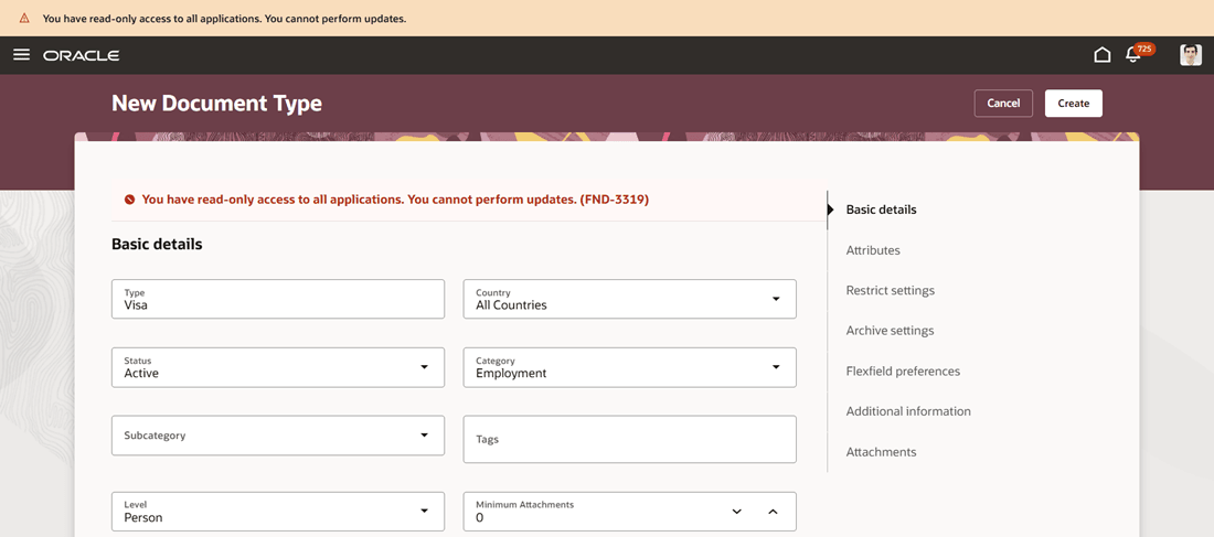 Message Displayed When User Tries to Create and Submit New Document Type