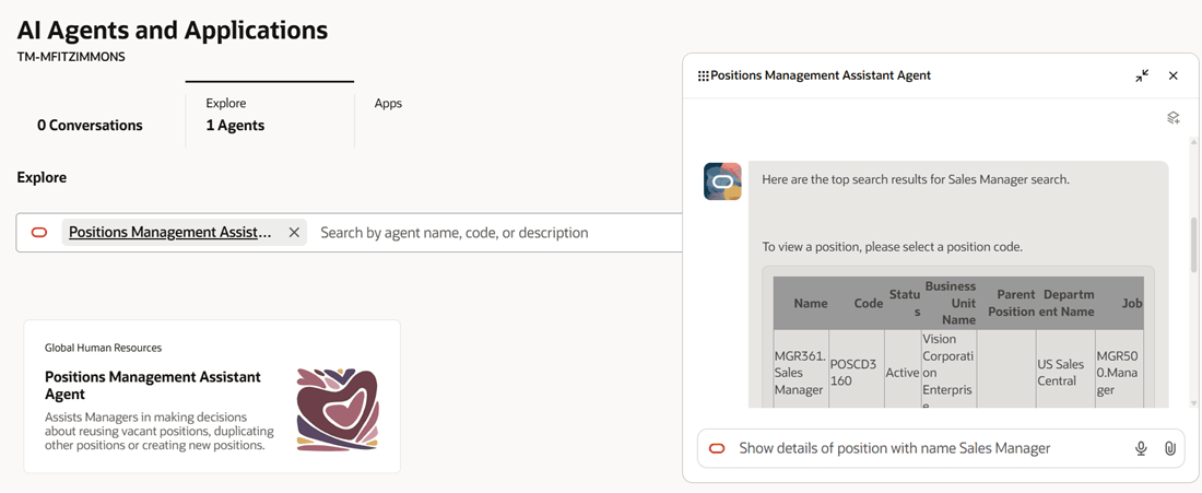 Show details of position with name Sales Manager