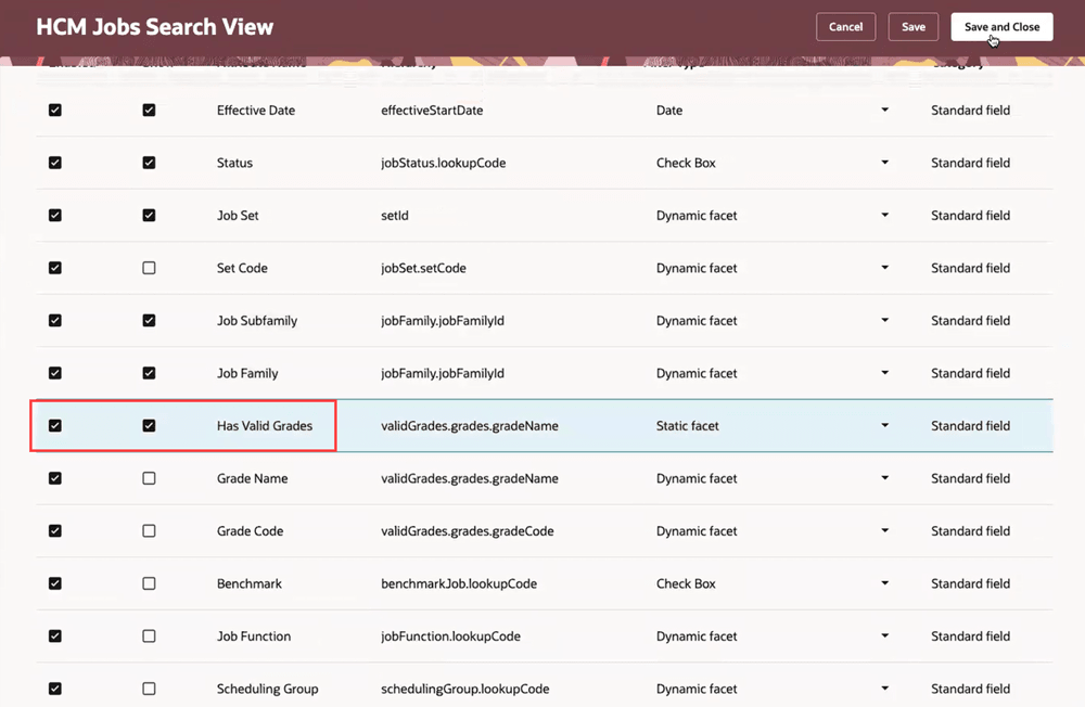 Select Show checkbox for the Has Valid Grades filter