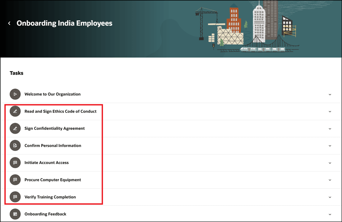 Subtasks of Task Group Displayed According to Configured Sequence