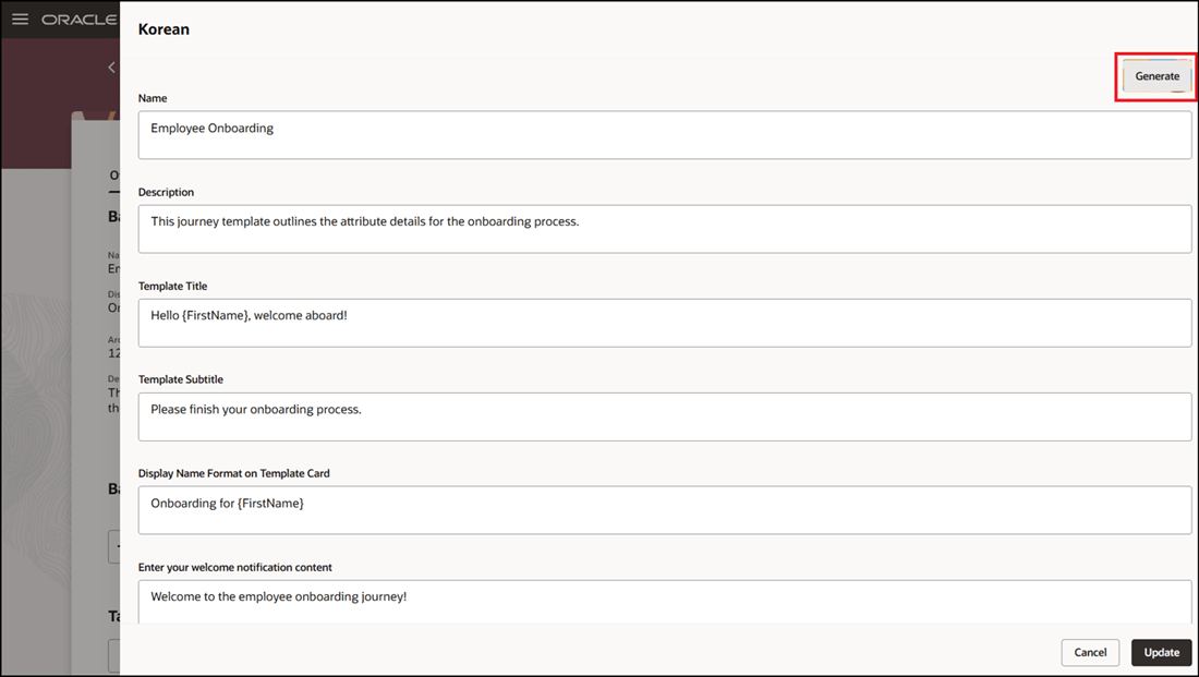 Generate Translation for Selected Language