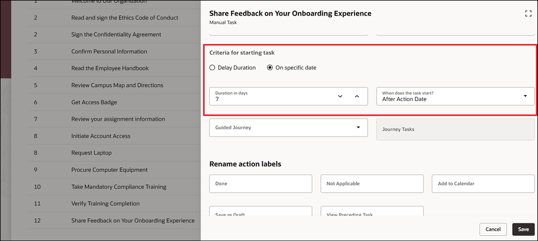 Configure Criteria for Starting Task