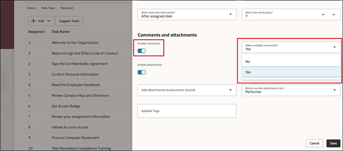 Configure Task to Allow Multiple Comments