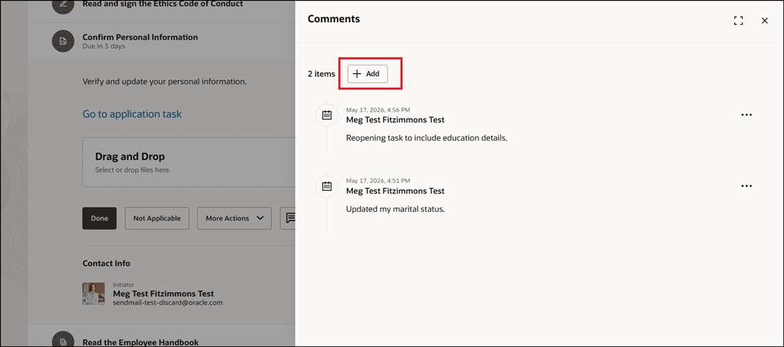 Add Comments for Changes Made After Reopening Task