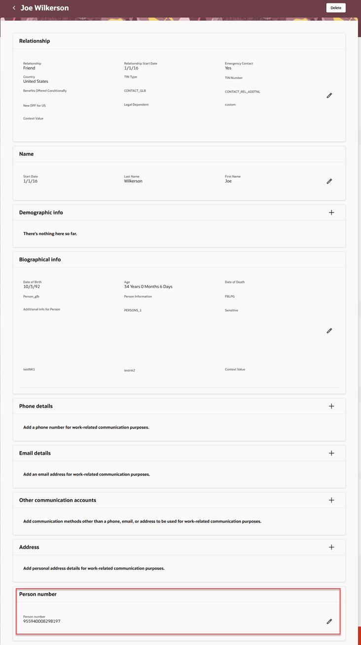 Person Number Region on Contact Details Page Where You Can Edit The Person Number