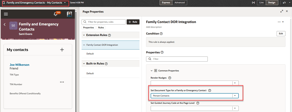 VB Studio Page Property for Document Records Integration to Family and Emergency Contacts