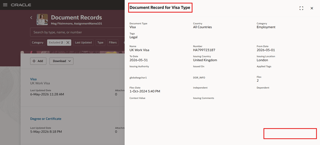 Save and Delete Buttons Hidden for Self For Visa Document Type