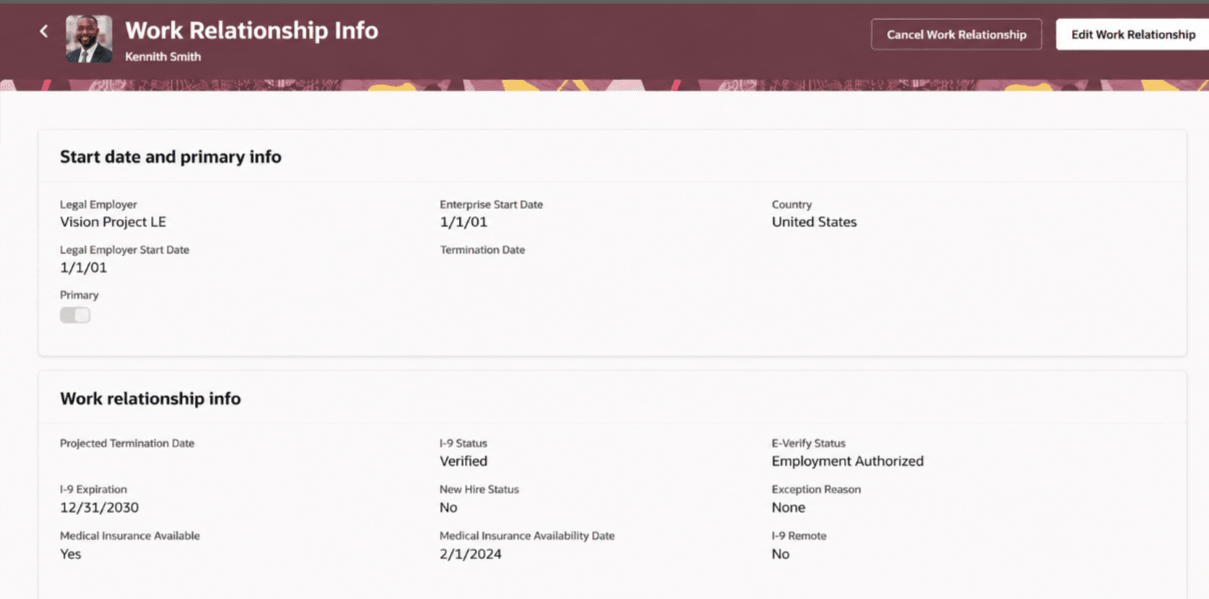 New Redwood Work Relationship info page