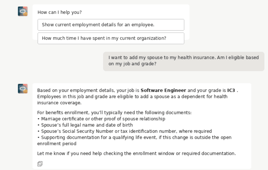 Employment Information agent Response Using Document Tool