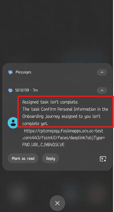 Nudge Notification Received via SMS