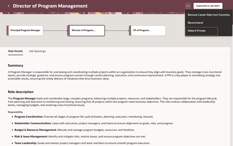 Make a Career Role Private