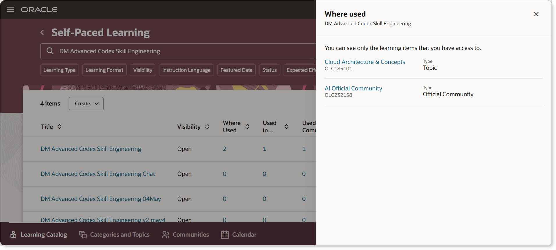 Where Used Drawer with Clickable Links