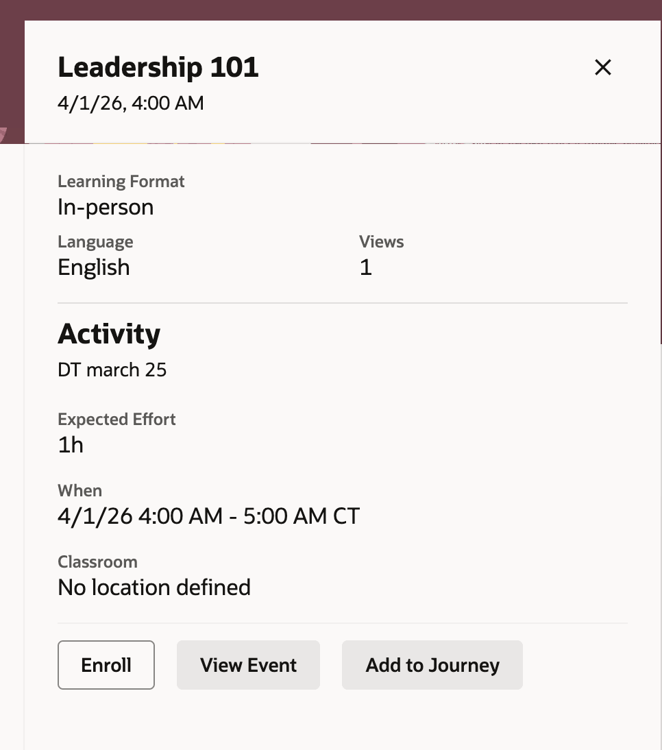 Learning Catalog Details Drawer