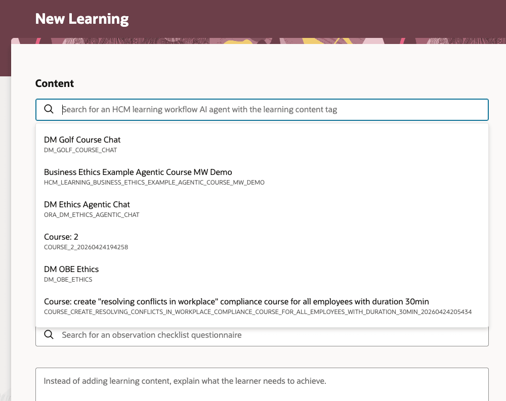 New Self-Paced Learning Page with a Search for an AI Agent Studio Workflow Agent