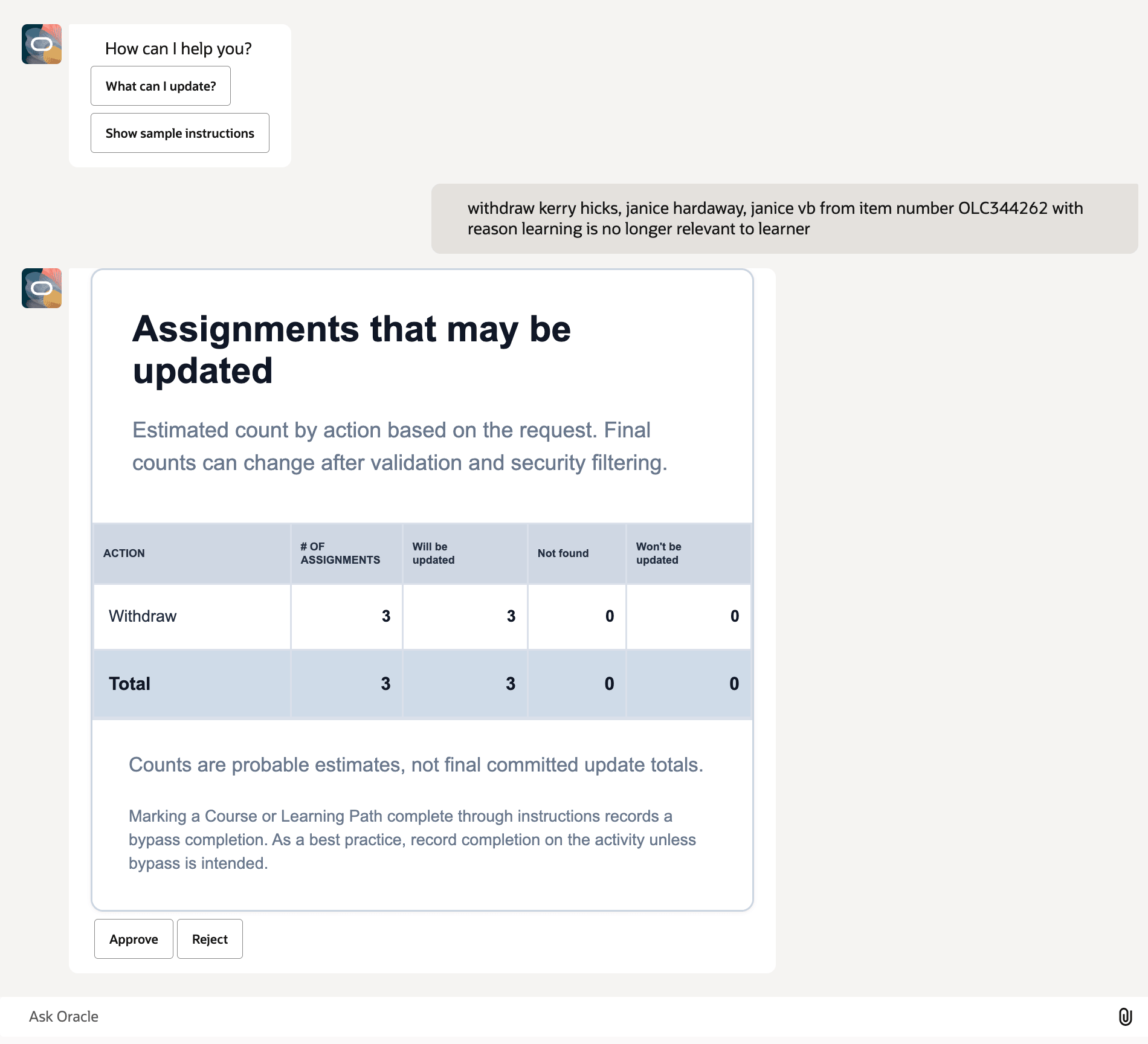 Interacting with the Learning Assignment Assistant