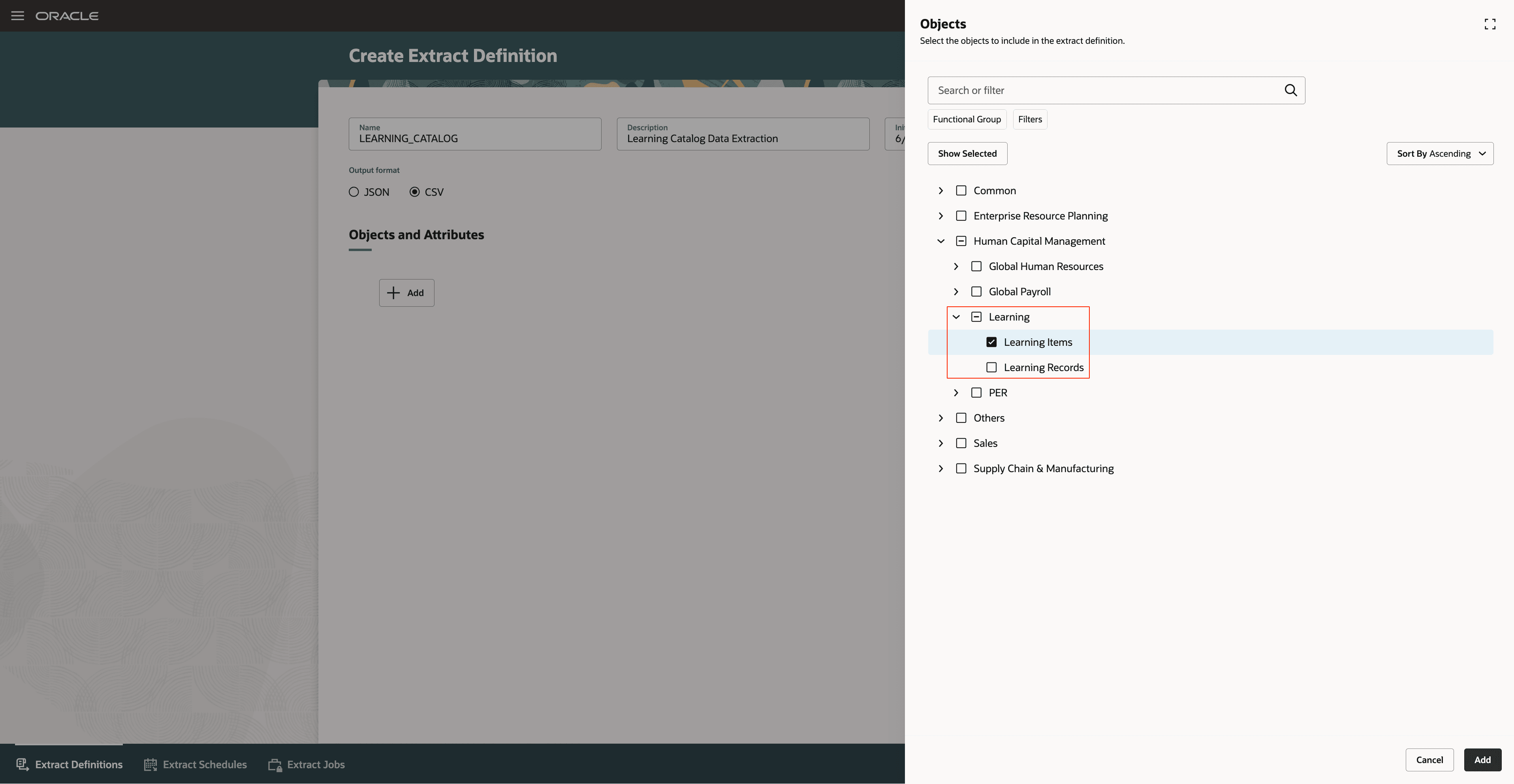 Creating Extract Definition