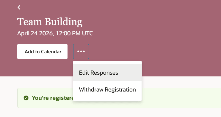 Registrant can edit their responses
