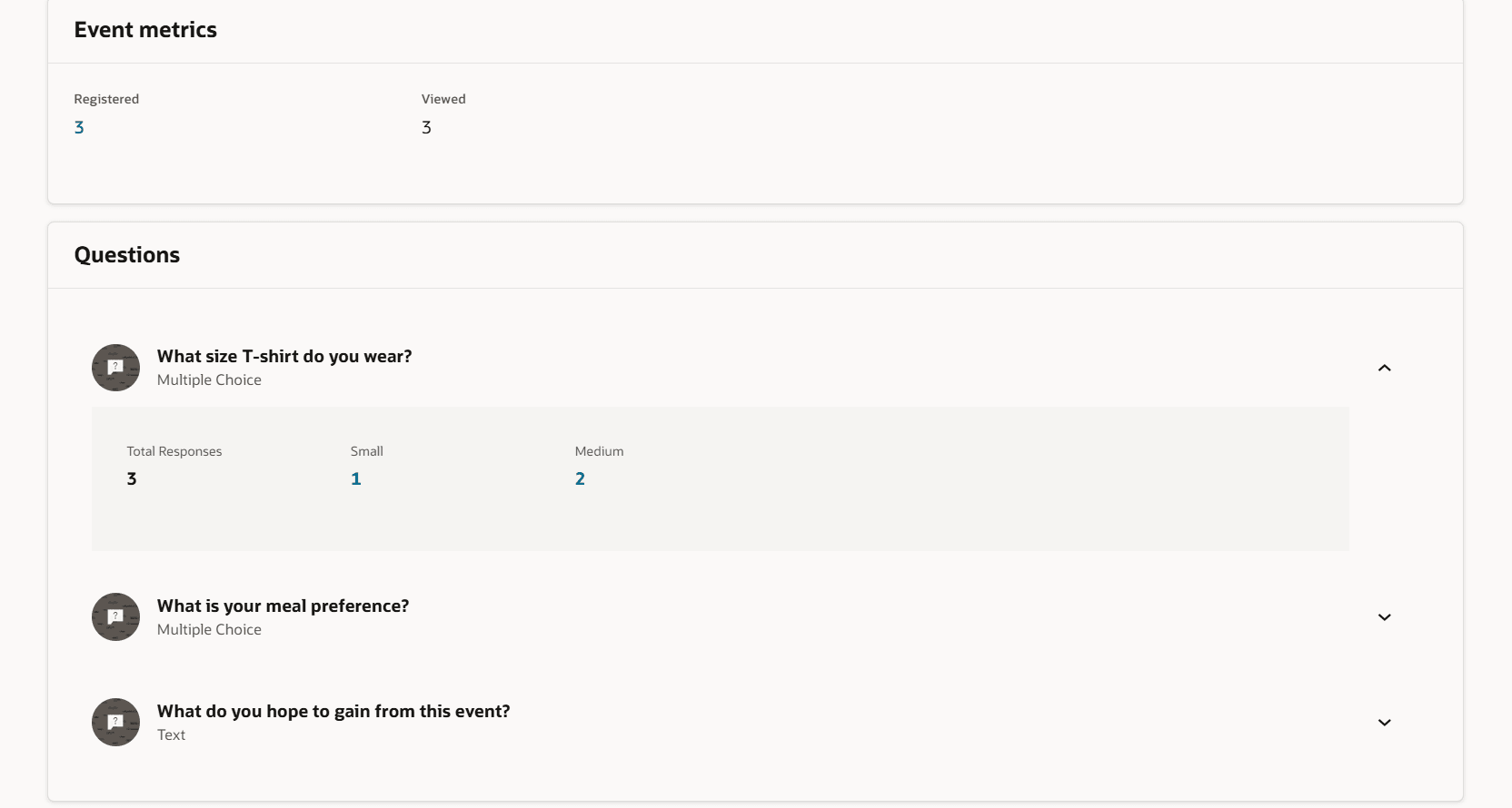 Questions and responses are available on the Metrics tab