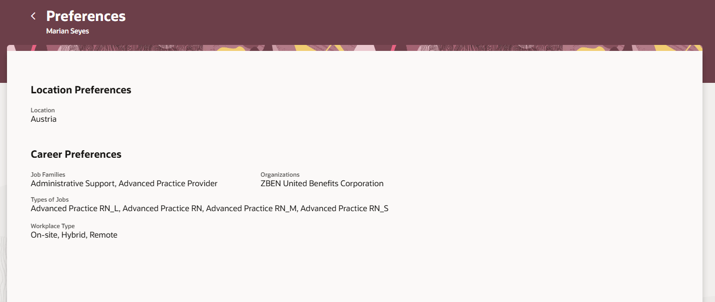 View employee preferences