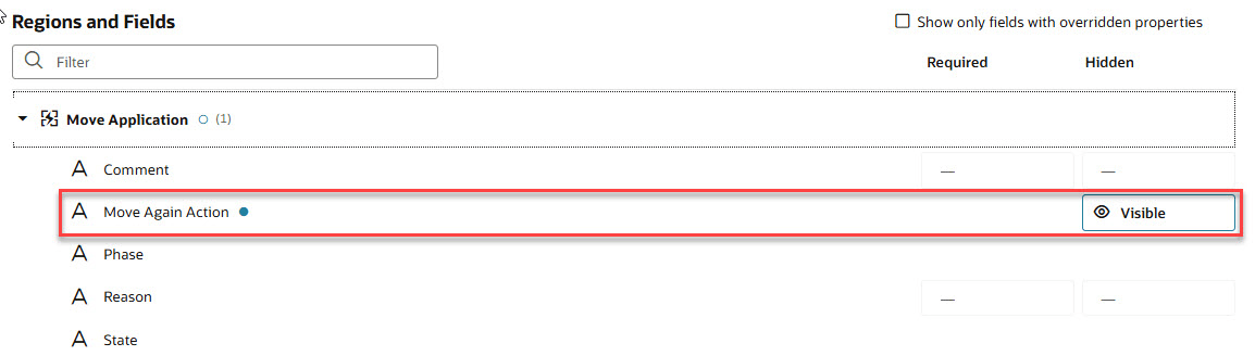 Move Again Action in Visual Builder Studio