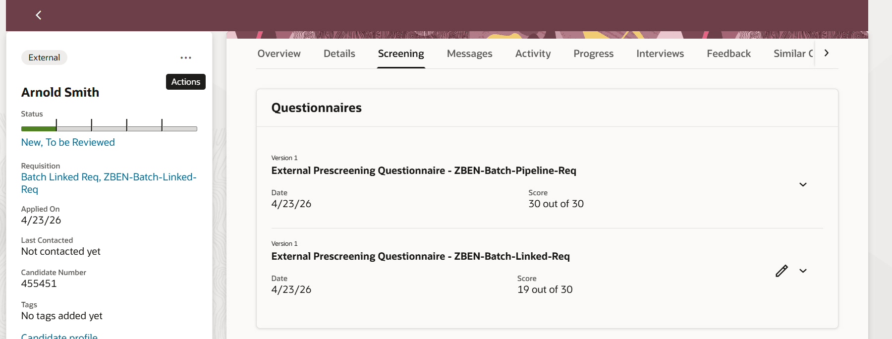 Pipeline Questions in Job Application