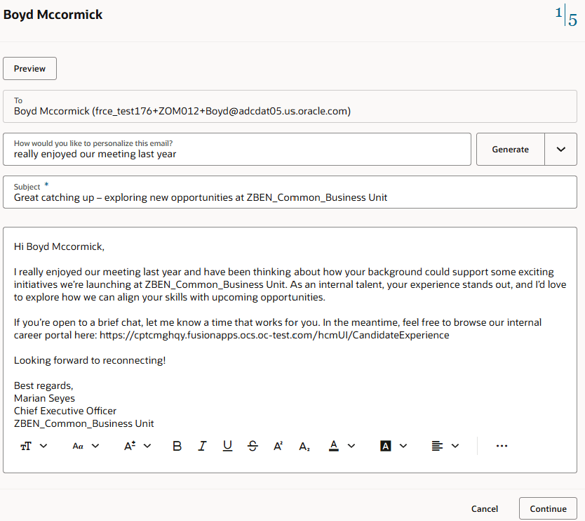 Email Example with Refinements