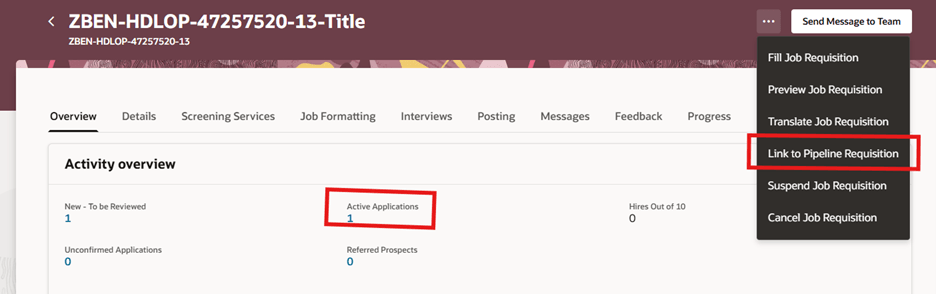 Link to Pipeline Requisition Action