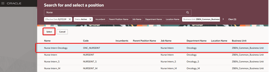 Search for and select a position panel drawer