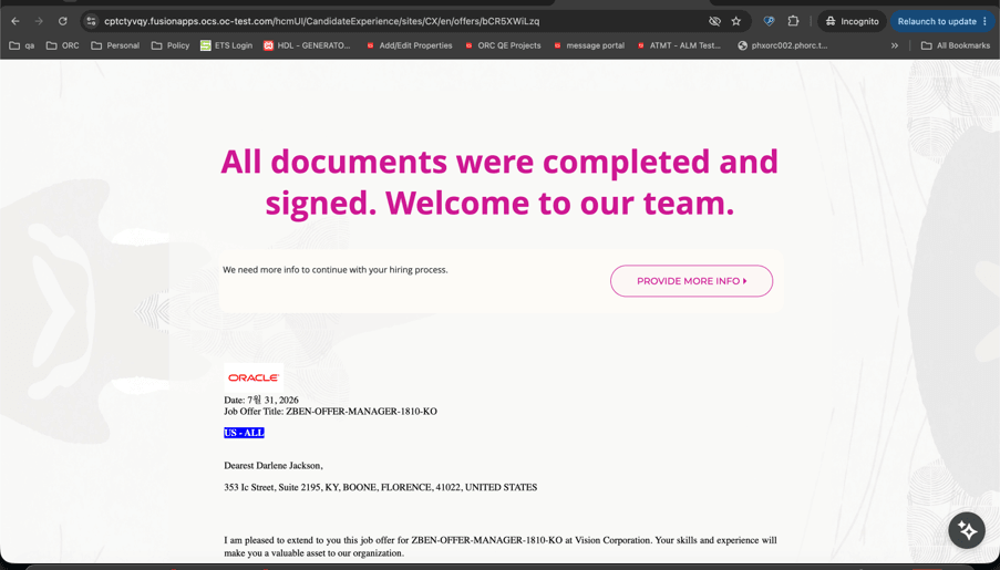 Provide More Info button
