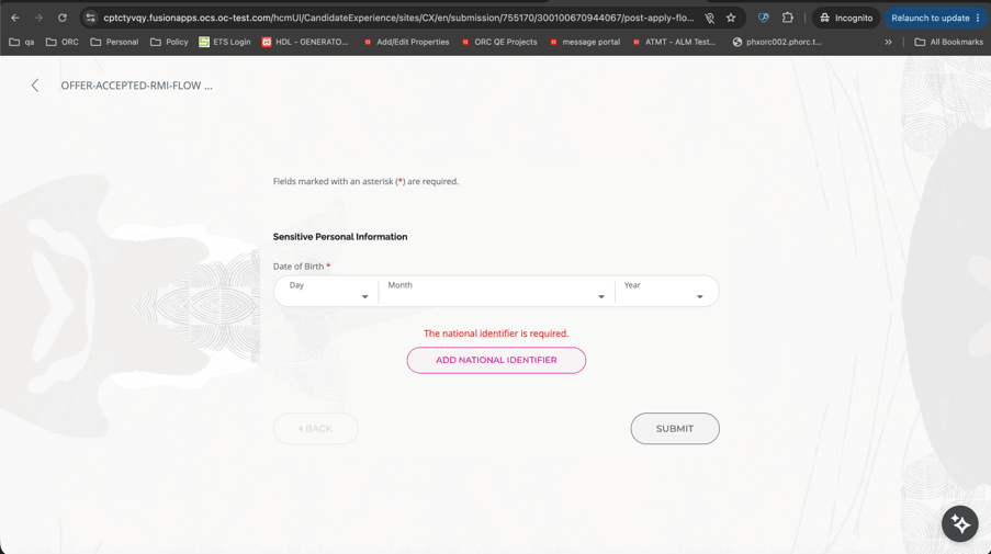 Accessing the Request Information flow from the accepted offer screen 