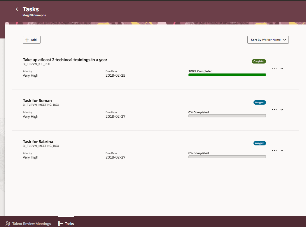 Tasks Tab for Managers