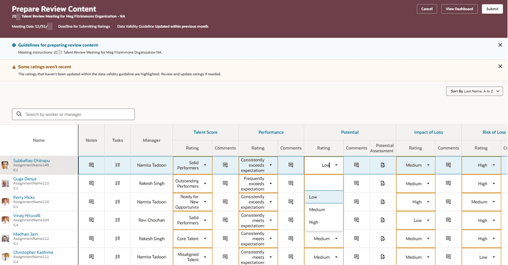 Manager's Prepare Review Content Page