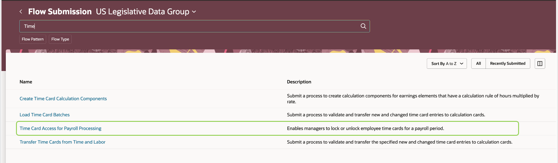 Payroll flow listing