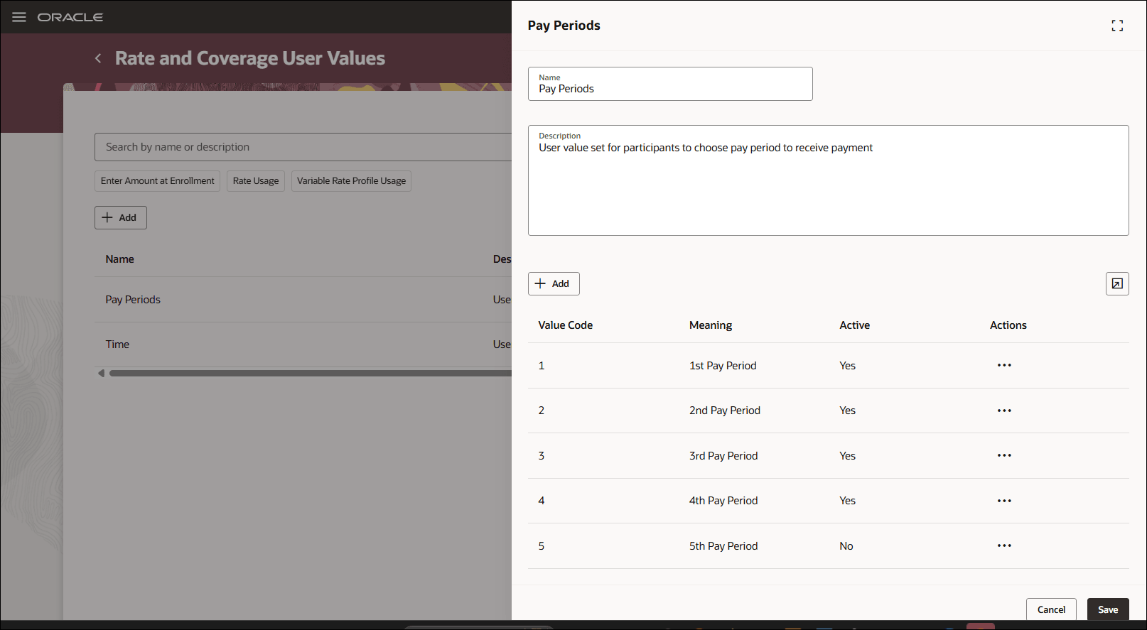 Rate and Coverage User Values: Edit Mode