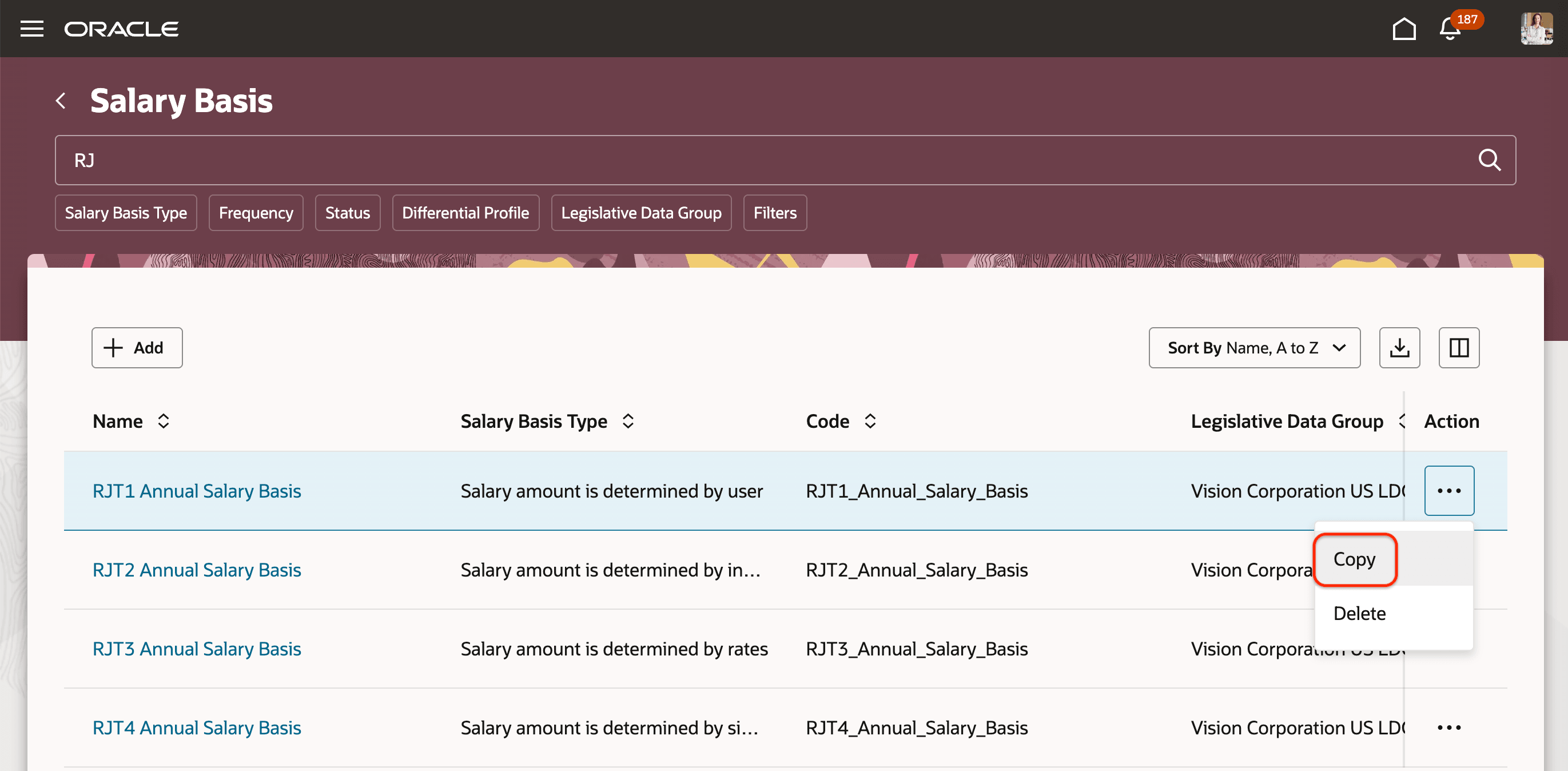 Duplicate a Salary Basis using Copy Action