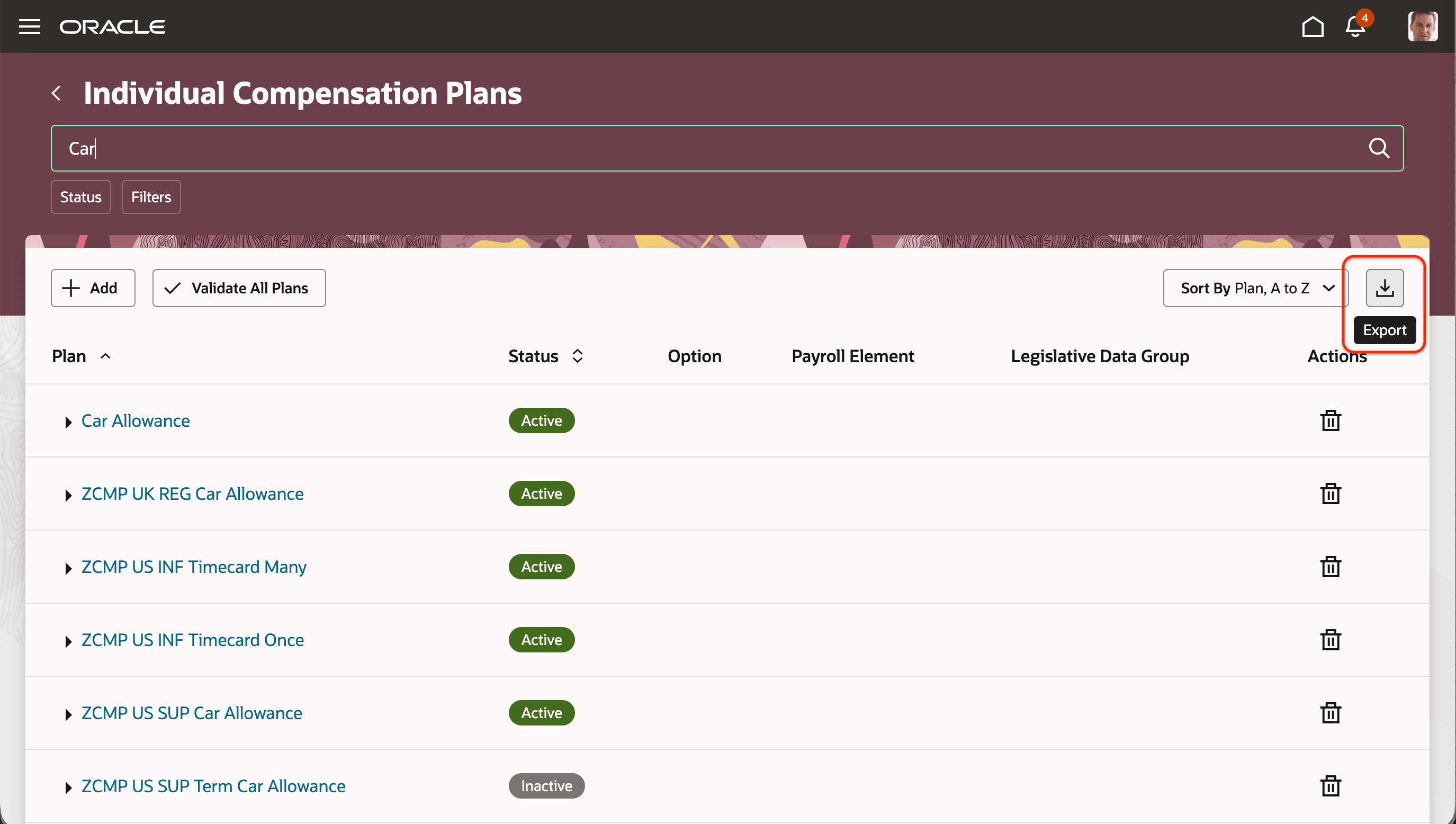 Export Ability in Redwood Individual Compensation Plan