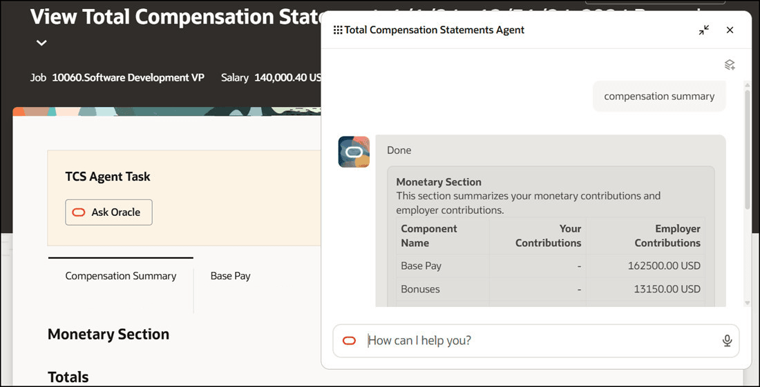 Total Compensation Statements Agent