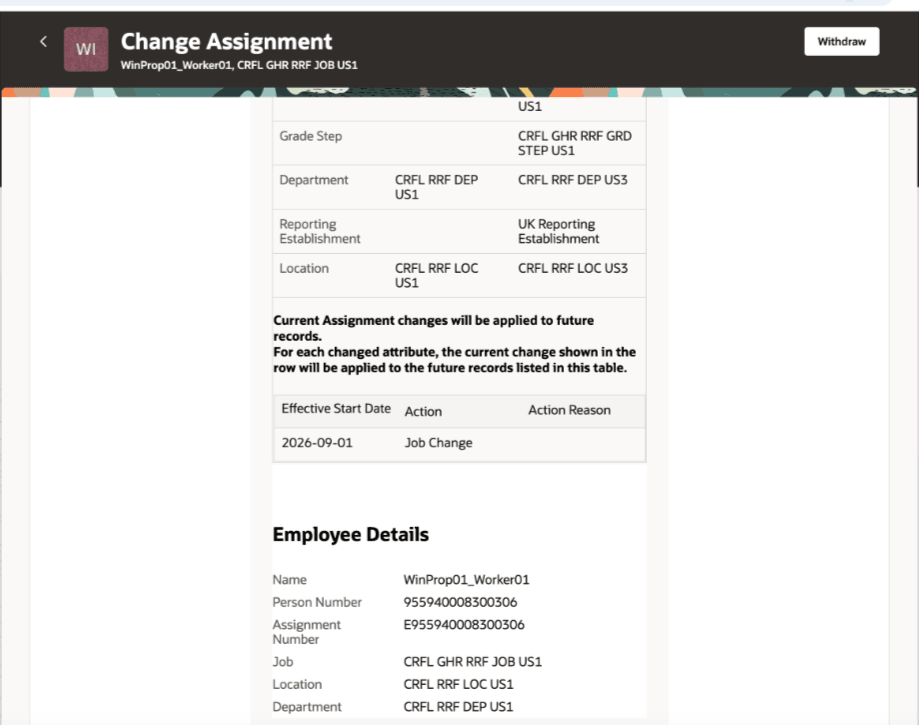 Change Assignment notification