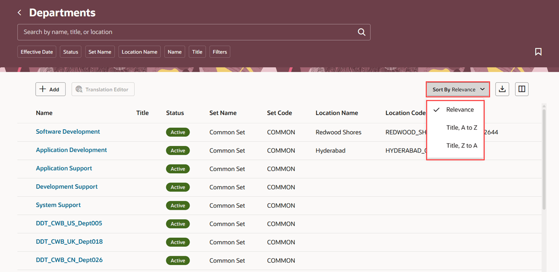 Deselected sort options don’t appear on Departments search page&nbsp;