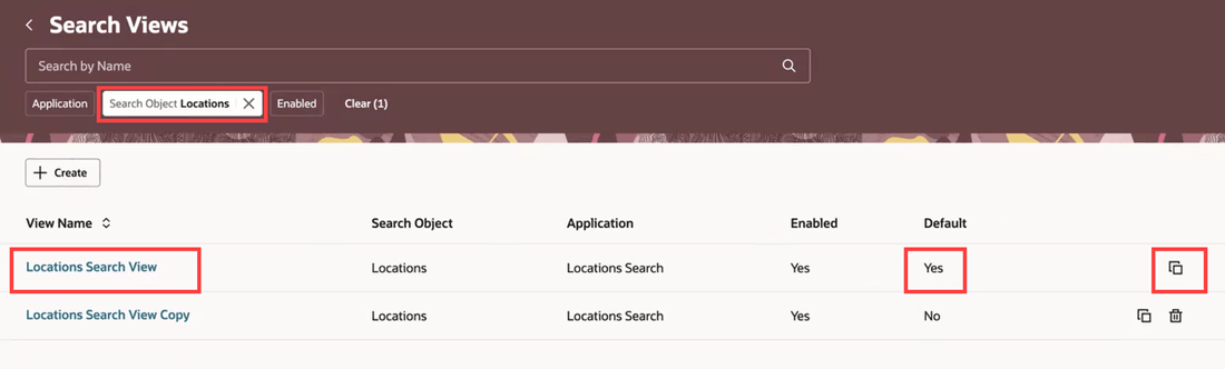 HCM Locations Search View: seeded search view on the Search Views page