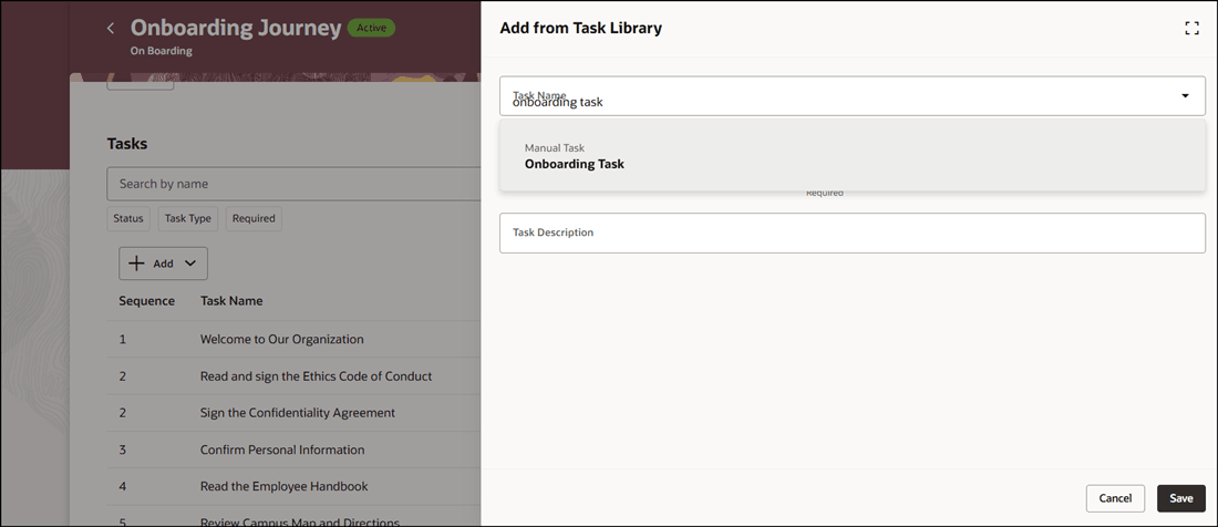 Search and Add Task When View Access is Allowed