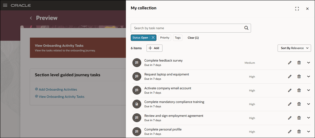View Collection Tasks