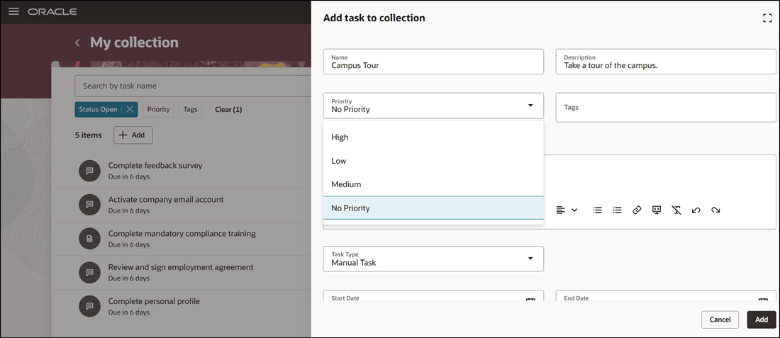 Set Priority for Collection Task