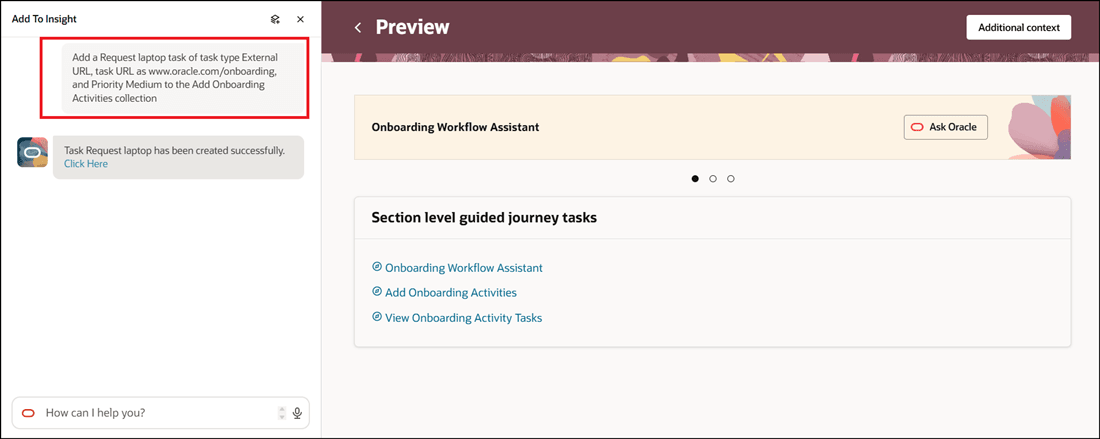 Prompt the Workflow Agent to Add Task to Collection