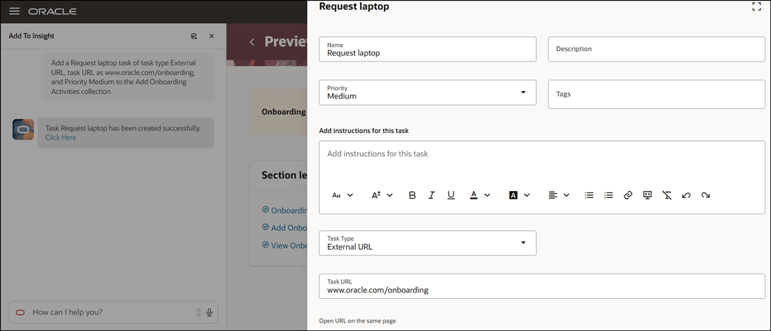 Select Edit to Verify Added Task Details